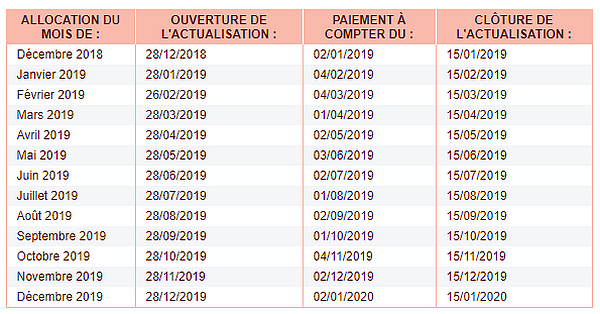 Calendrier Pôle Emploi 2019 : Actualisation et paiement ...